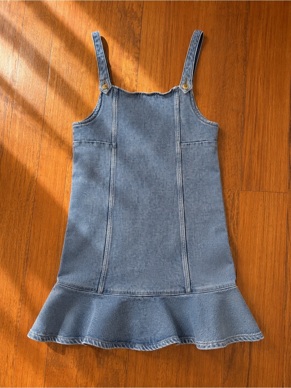 Ganni flared-hem denim mini dress Sz 8 NWOT